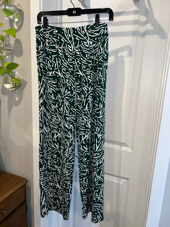 Alfani Pants - Alfani Forest Green & White Abstract Wide-Leg Pants